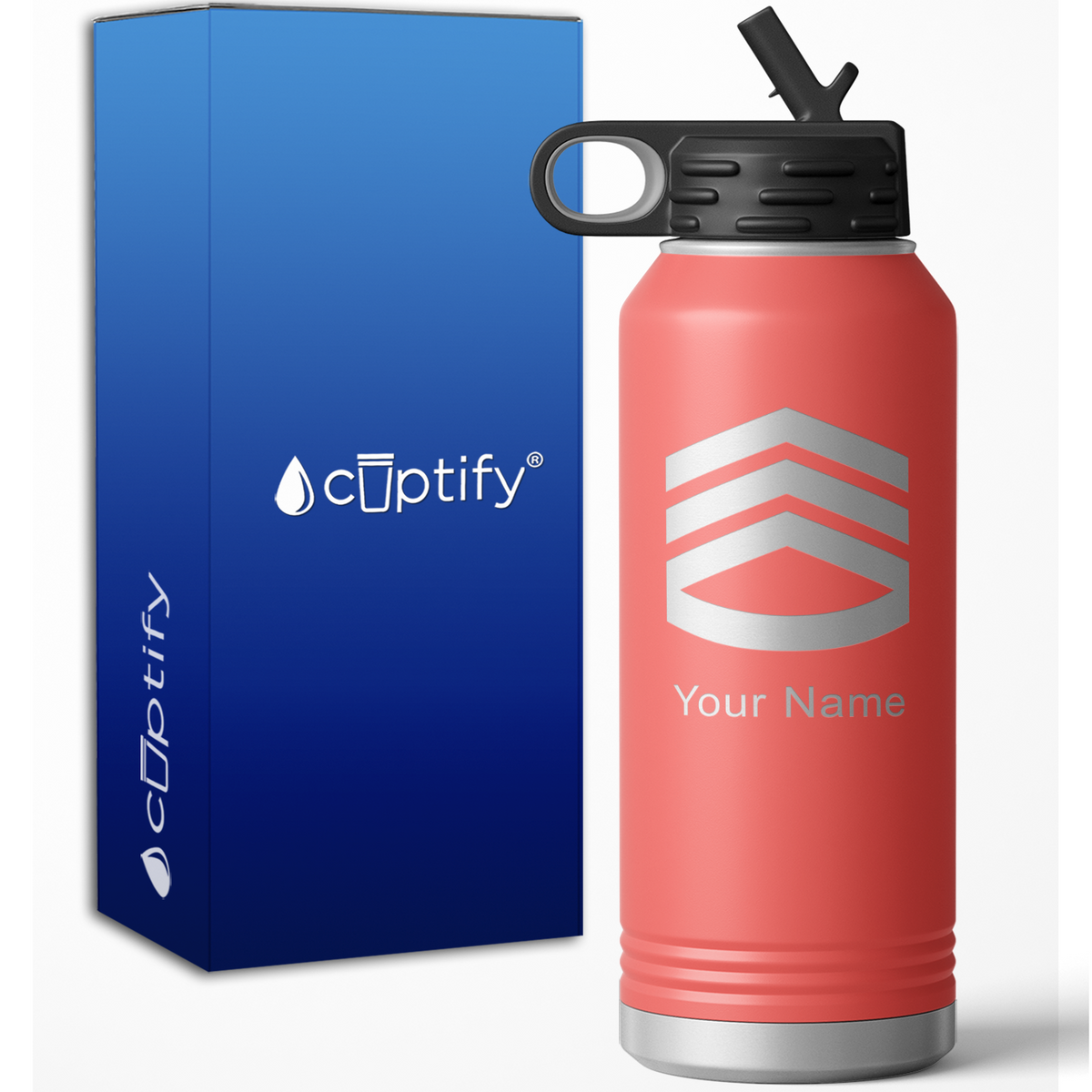 Staff Sergeant Insignia Personalized 32oz Sport Water Bottle