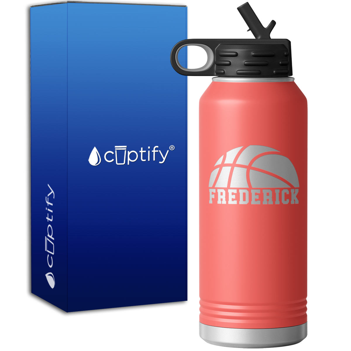 Basketball Half Personalized 32oz Sport Water Bottle