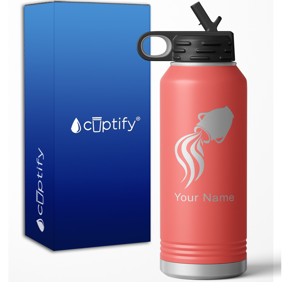 Aquarius Zodiac Sign Personalized 32oz Sport Water Bottle