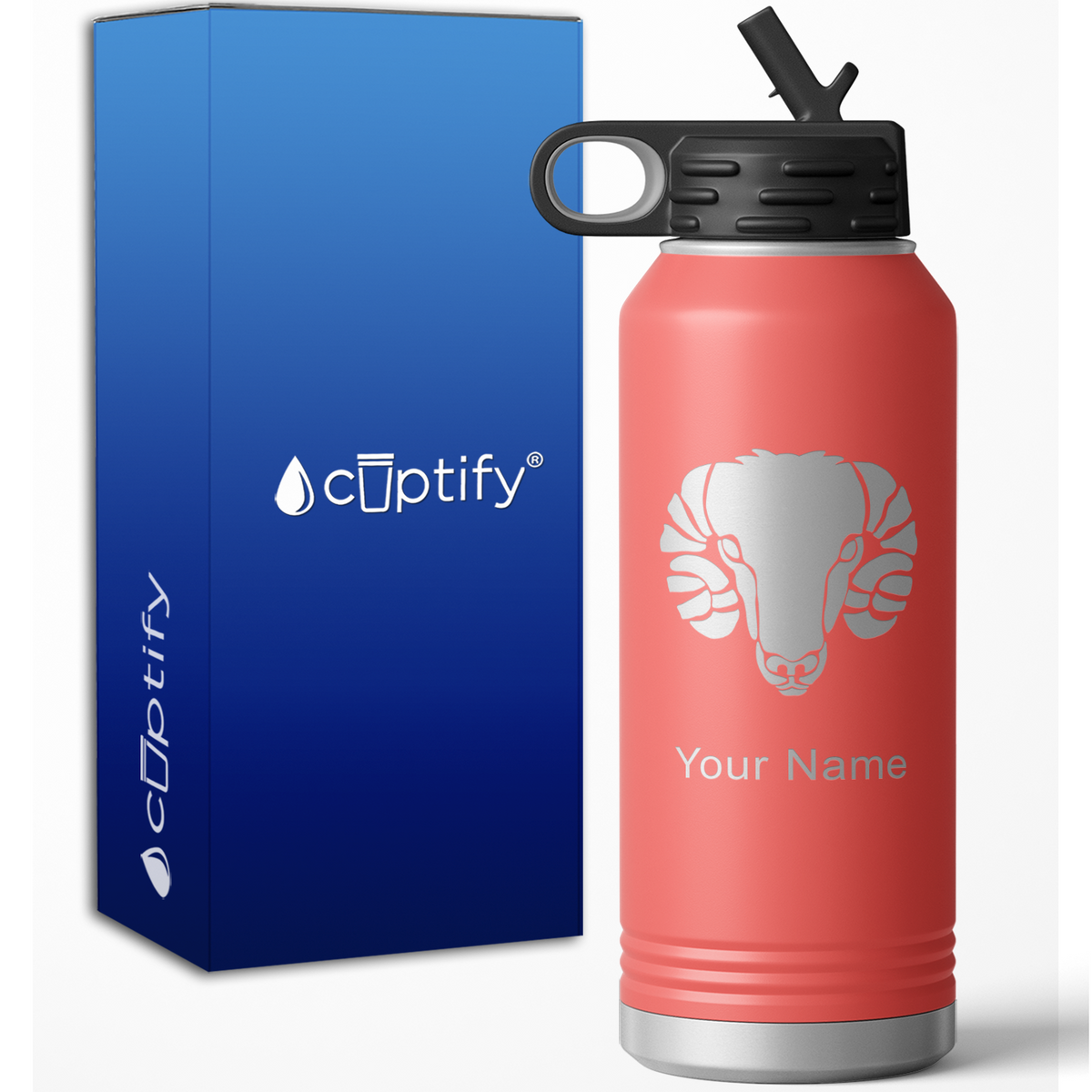 Aries Zodiac Sign Personalized 32oz Sport Water Bottle