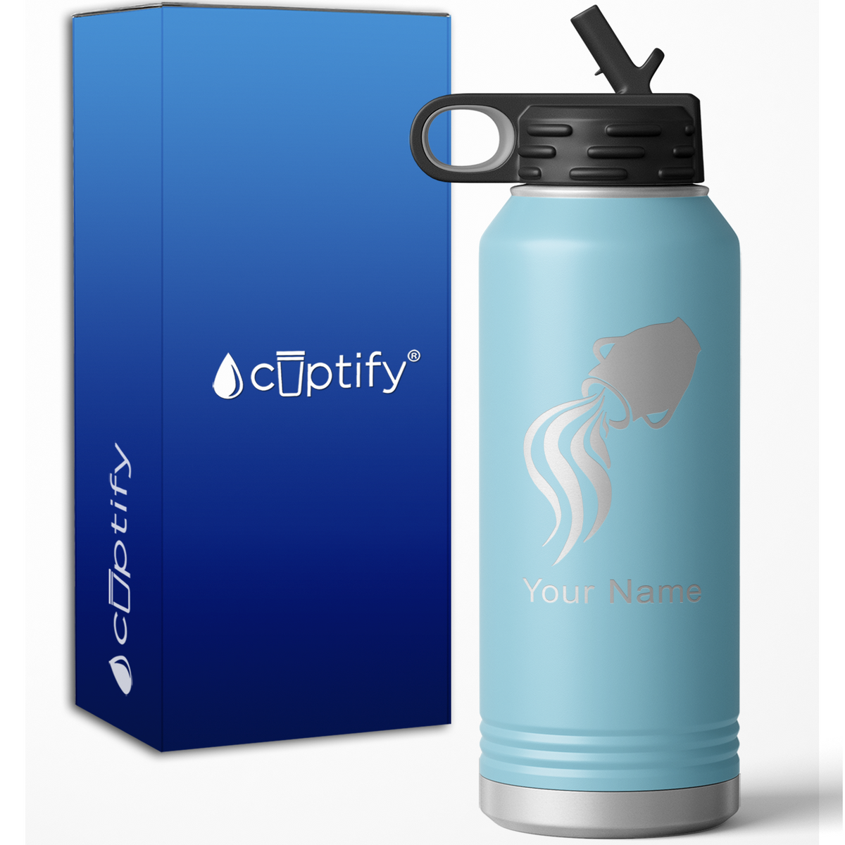 Aquarius Zodiac Sign Personalized 32oz Sport Water Bottle