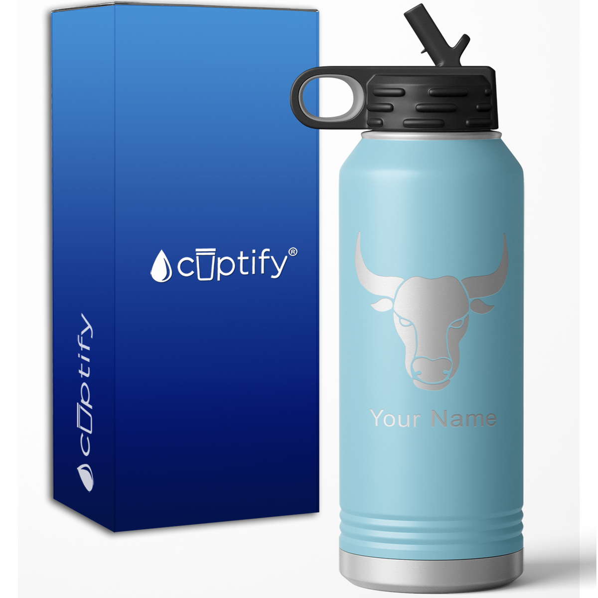 Taurus Zodiac Sign Personalized 32oz Sport Water Bottle