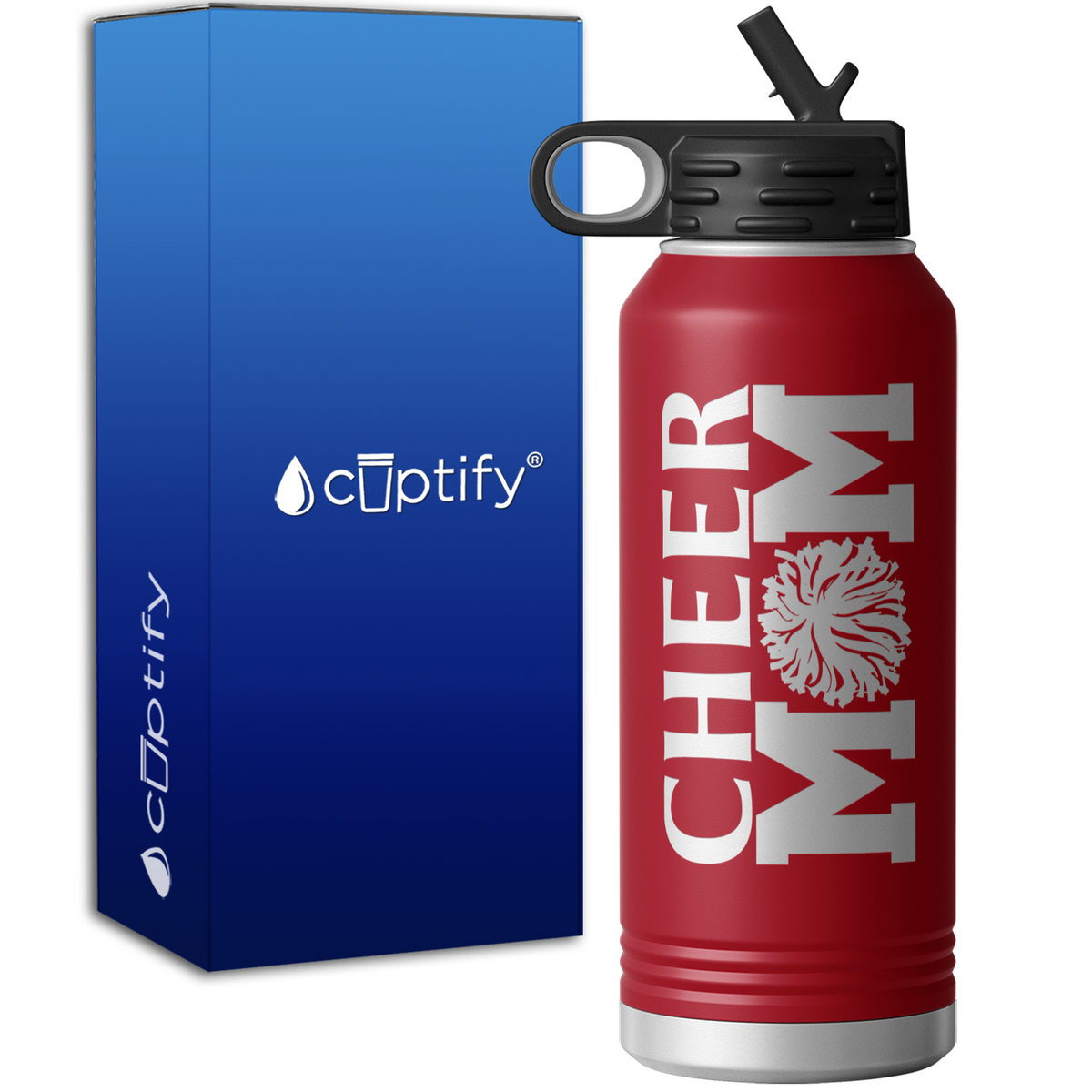 Cheer Mom Pom Pom 32oz Sport Water Bottle