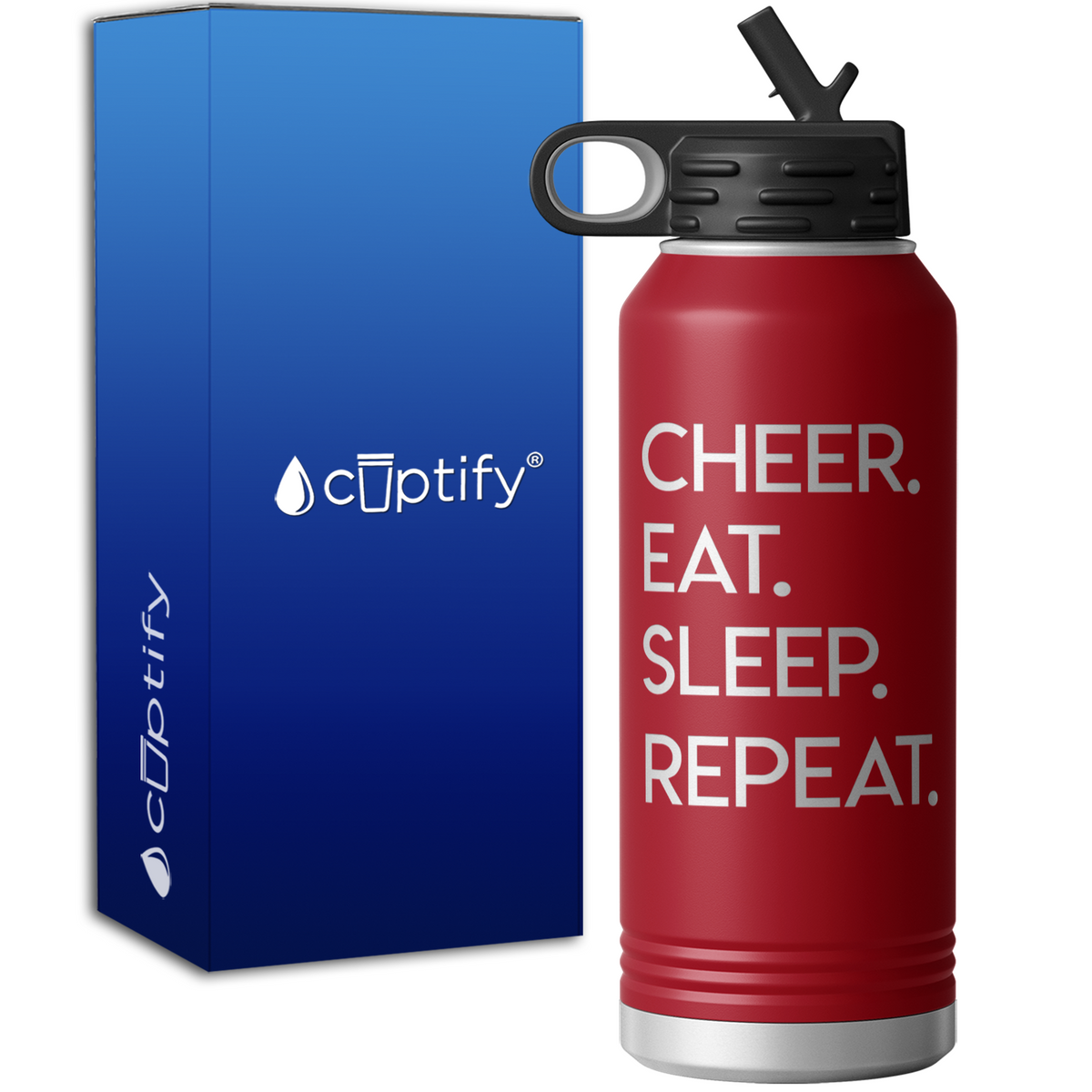 Eat Sleep Cheer Repeat 32oz Sport Water Bottle