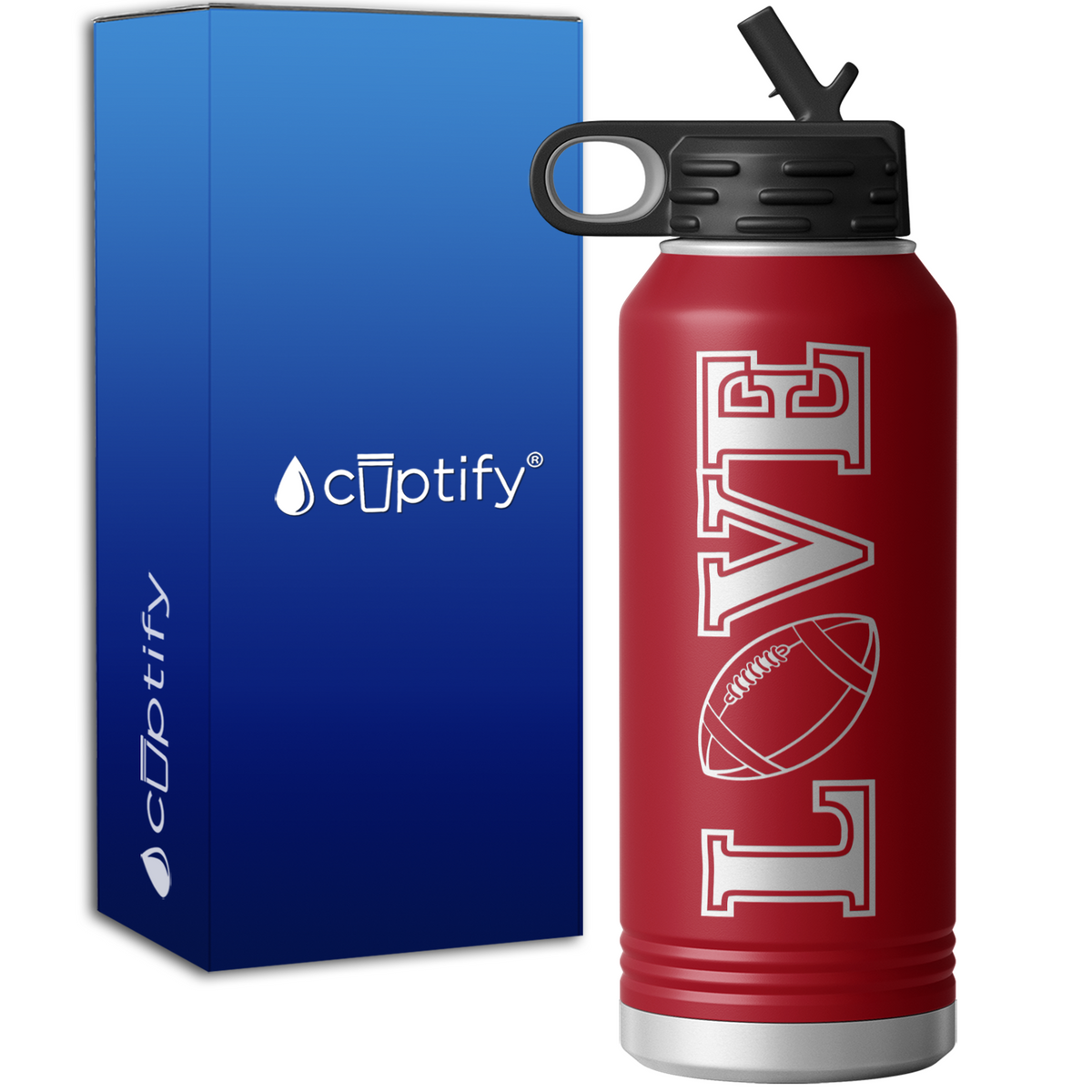 Football Love 32oz Sport Water Bottle