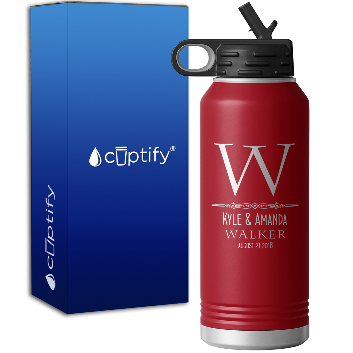 Personalized Classic Anniversary Monogram 32oz Sport Water Bottle