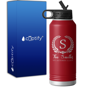 Personalized Crest Monogram Anniversary 32oz Sport Water Bottle