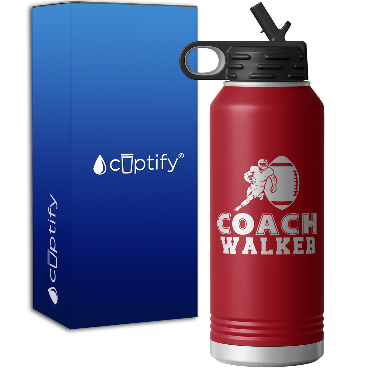 Personalized Football Coach Silhouette 32oz Sport Water Bottle