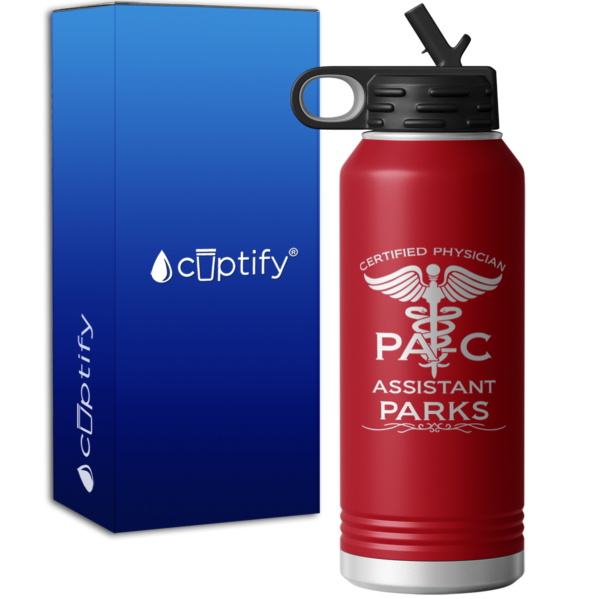 Personalized PA-C Certified Physician Assistant 32oz Sport Water Bottle