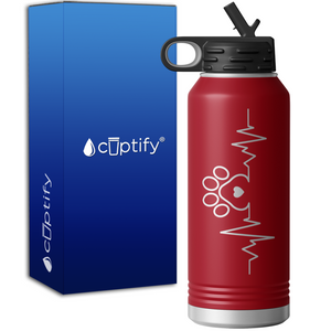 Dog Paw Heartbeat 32oz Sport Water Bottle
