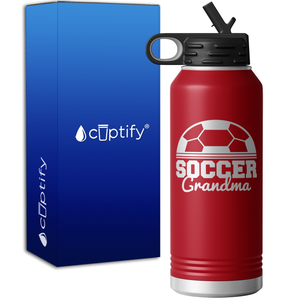 Soccer Grandma Half Ball 32oz Sport Water Bottle