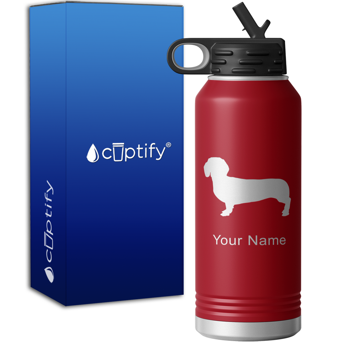 Dachshund Personalized 32oz Sport Water Bottle