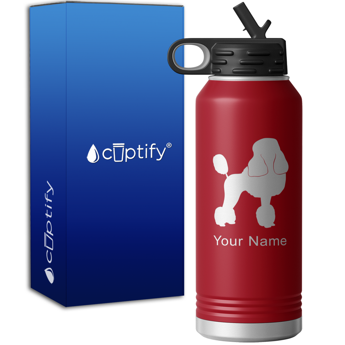 Poodle Personalized 32oz Sport Water Bottle