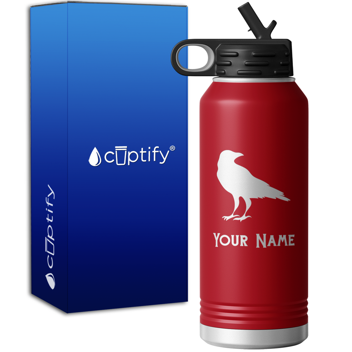 Black Crow Personalized 32oz Sport Water Bottle