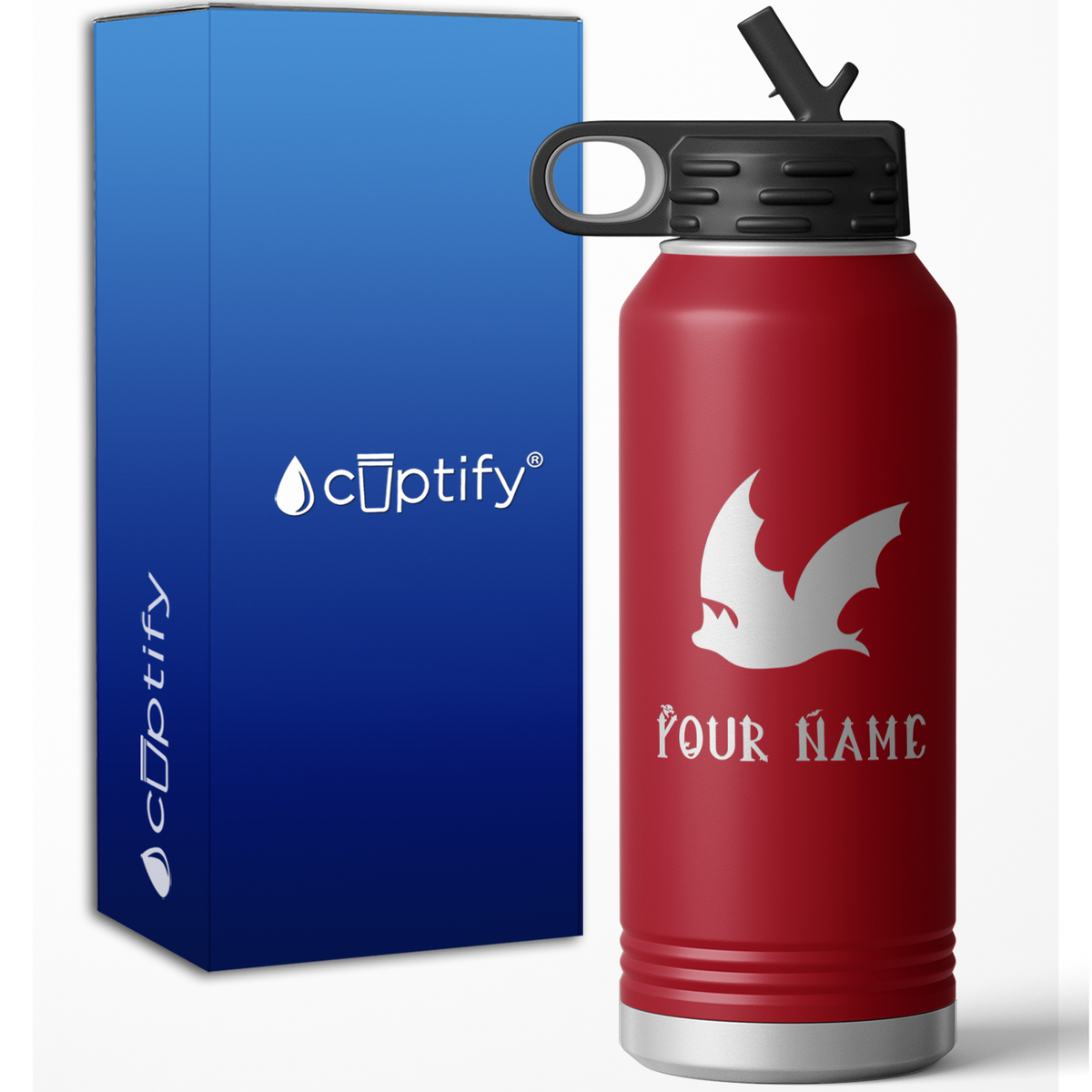 Flying Bat Personalized 32oz Sport Water Bottle