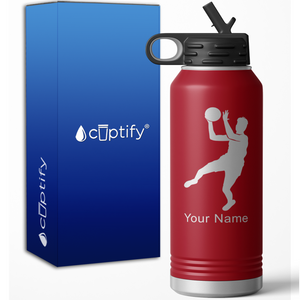 Hook Shot Basketball Player Personalized 32oz Sport Water Bottle