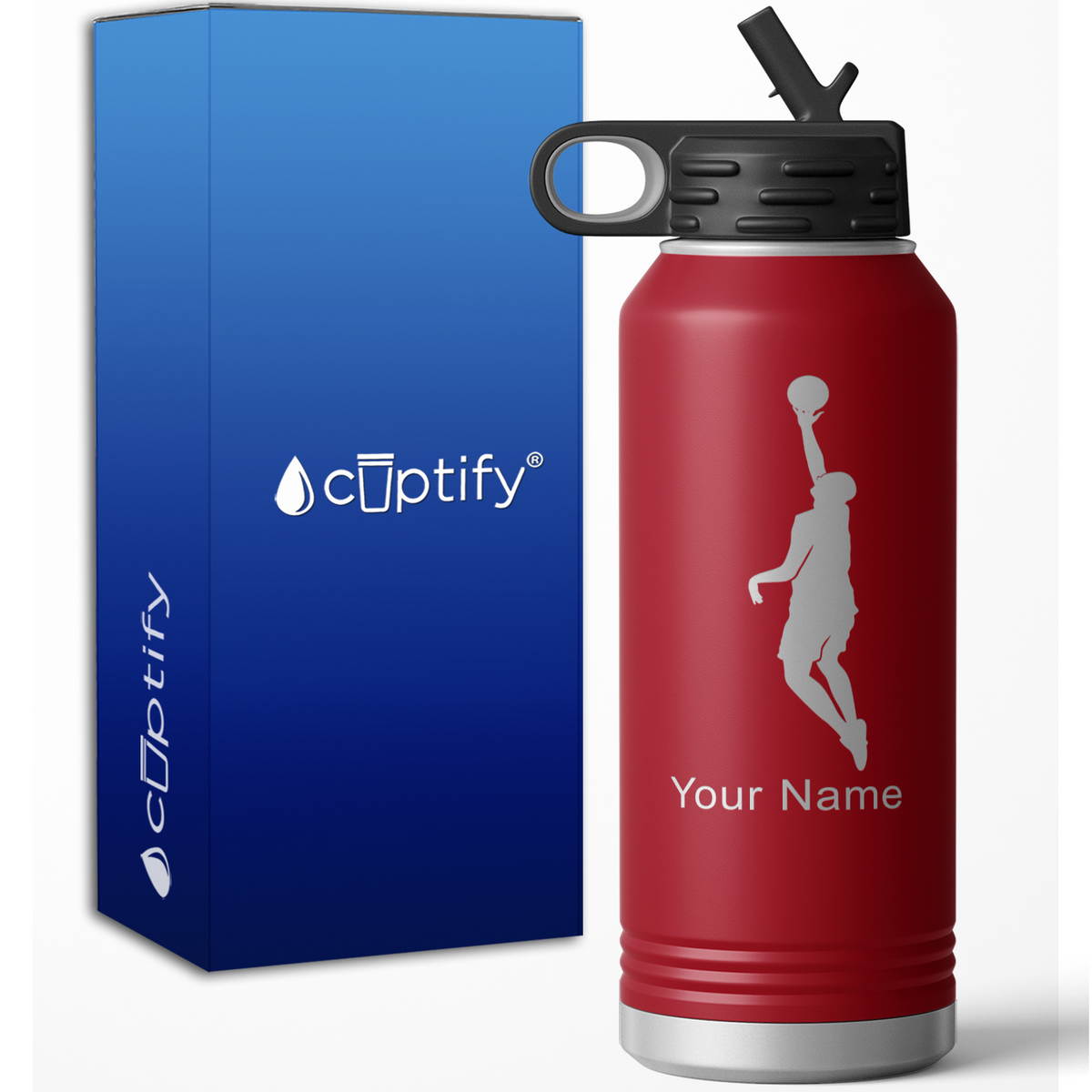 Layup Basketball Player Personalized 32oz Sport Water Bottle