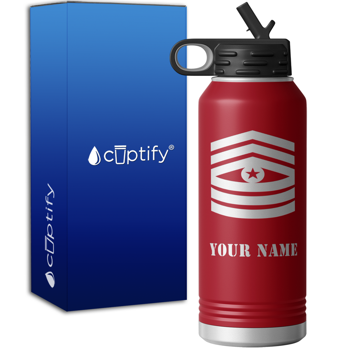 Command Sergeant Major Insignia Personalized 32oz Sport Water Bottle