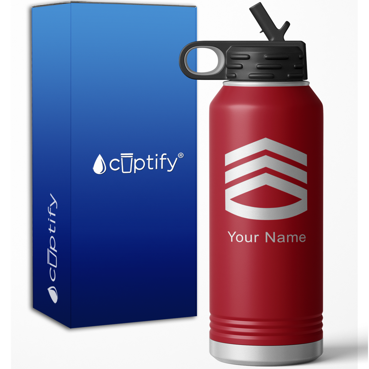 Staff Sergeant Insignia Personalized 32oz Sport Water Bottle