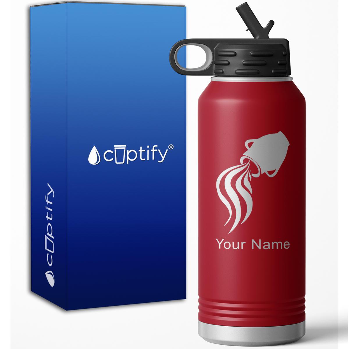 Aquarius Zodiac Sign Personalized 32oz Sport Water Bottle