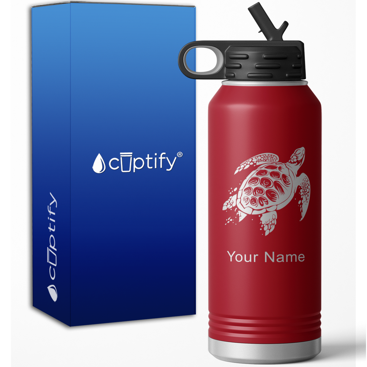 Hawaiian Sea Turtle Personalized 32oz Sport Water Bottle