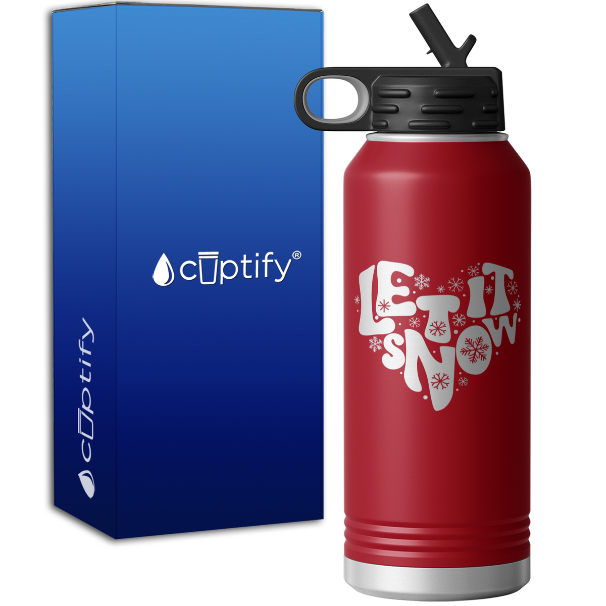 Let it Snow Heart 32oz Sport Water Bottle