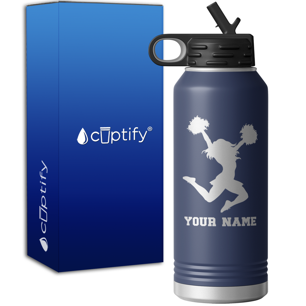 Personalized Cheerleader Silhouette 32oz Sport Water Bottle