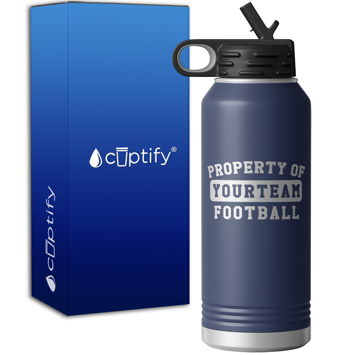 Personalized Property of Your Team Name Football 32oz Sport Water Bottle