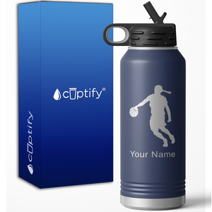 Basketball Female Player Silhouette Personalized 32oz Sport Water Bottle