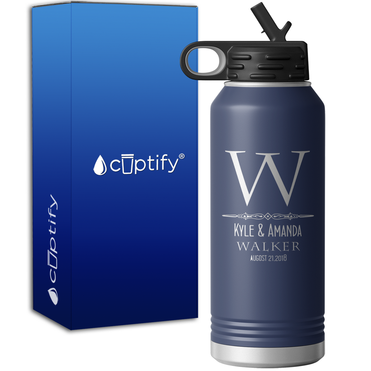 Personalized Classic Anniversary Monogram 32oz Sport Water Bottle