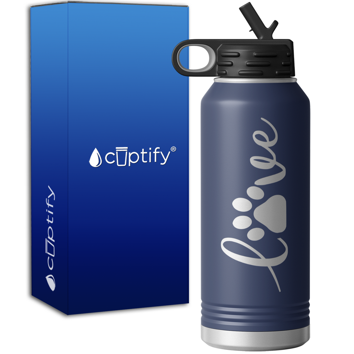 Love Dog Paw 32oz Sport Water Bottle