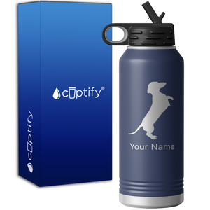 Standing Dachshund Personalized 32oz Sport Water Bottle