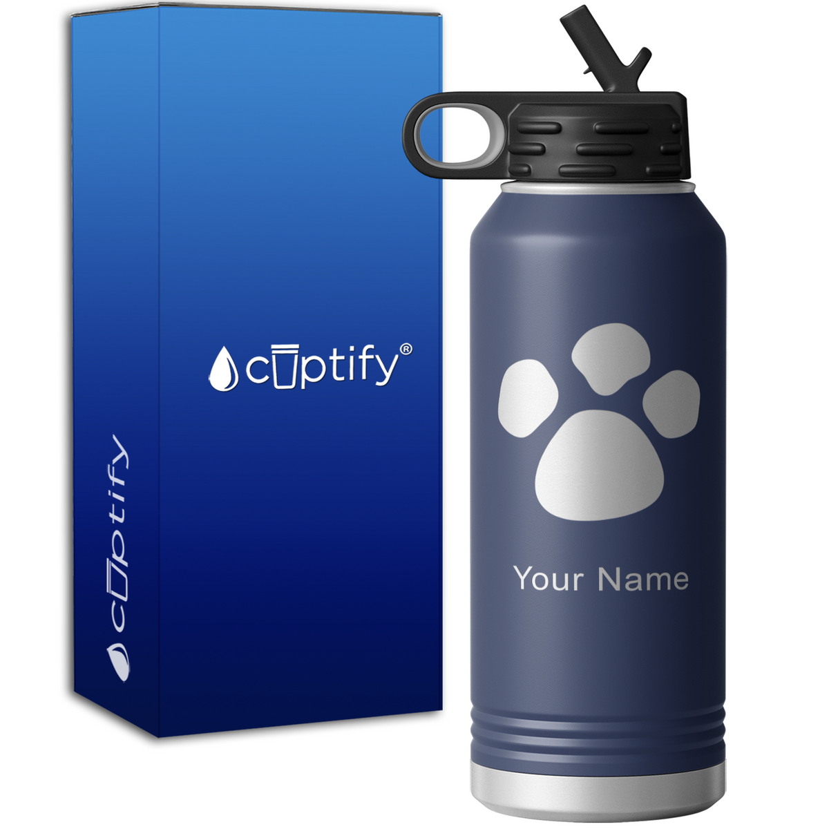 Paw Print Personalized 32oz Sport Water Bottle