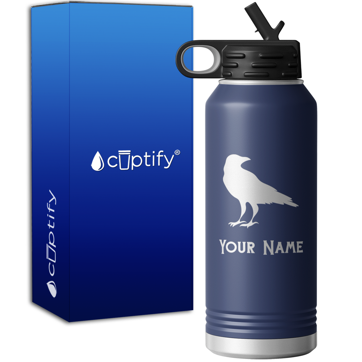 Black Crow Personalized 32oz Sport Water Bottle