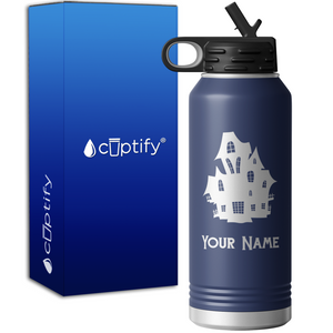 Haunted House Personalized 32oz Sport Water Bottle