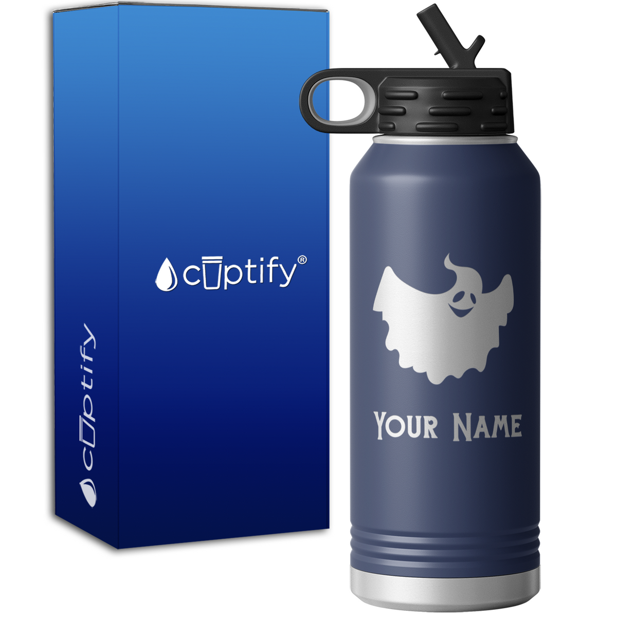 Happy Ghost Personalized 32oz Sport Water Bottle