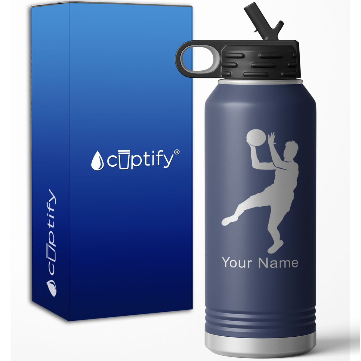 Hook Shot Basketball Player Personalized 32oz Sport Water Bottle