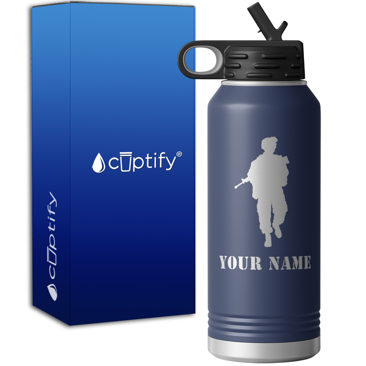 Combat Soldier Personalized 32oz Sport Water Bottle