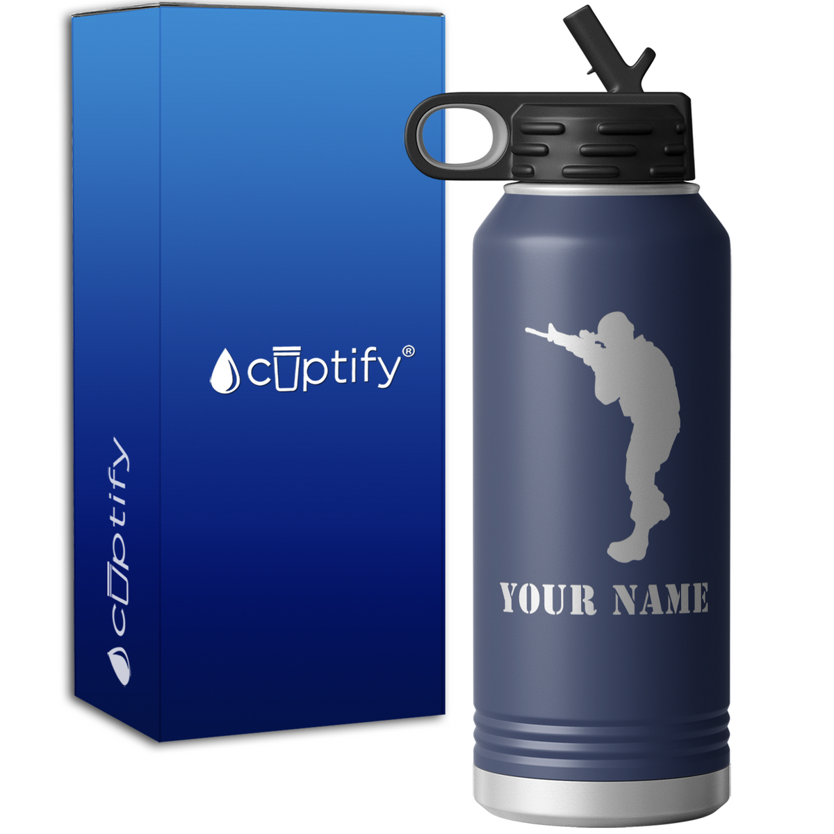Military Soldier Shooting Personalized 32oz Sport Water Bottle