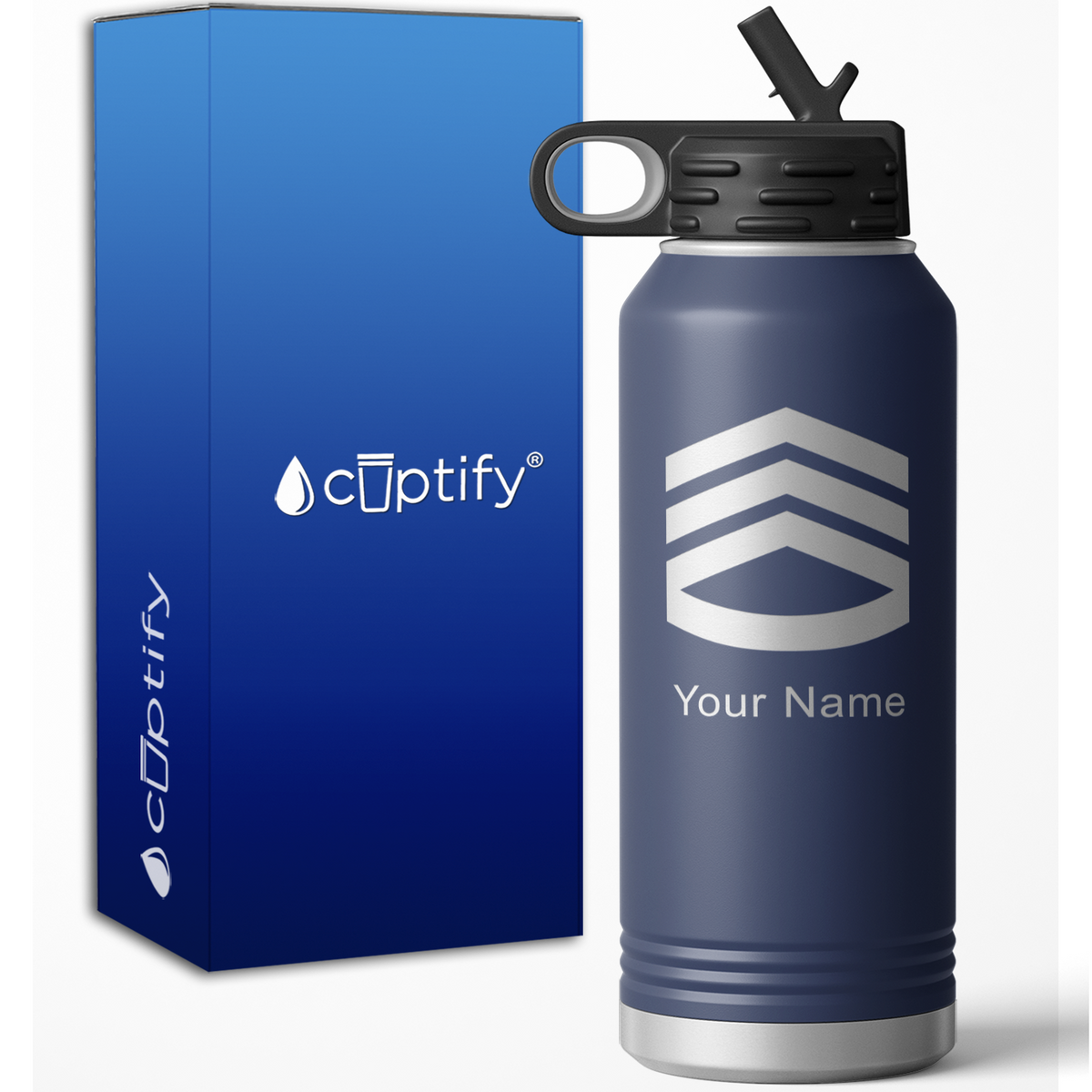 Staff Sergeant Insignia Personalized 32oz Sport Water Bottle