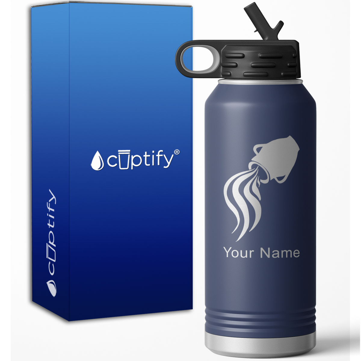 Aquarius Zodiac Sign Personalized 32oz Sport Water Bottle