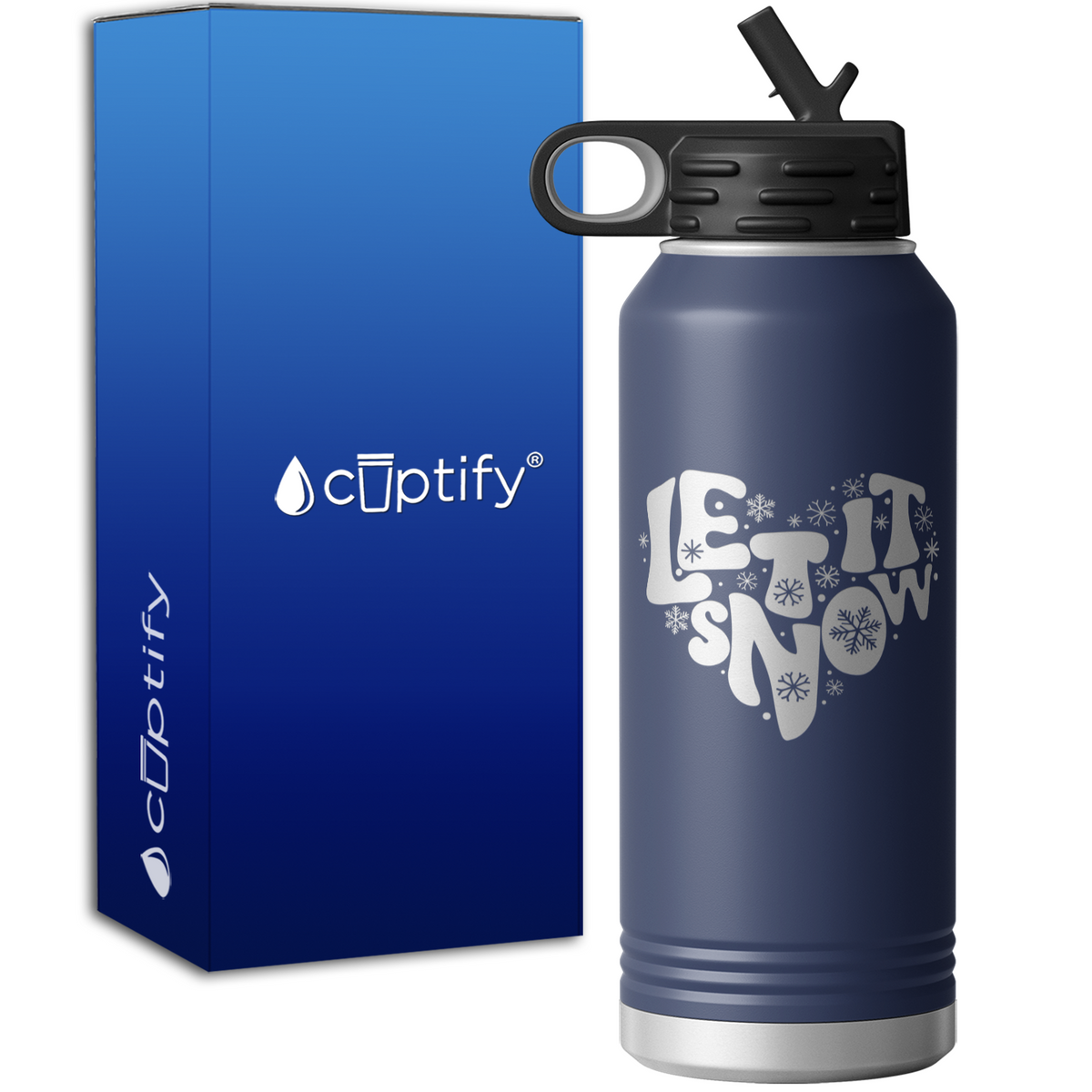 Let it Snow Heart 32oz Sport Water Bottle
