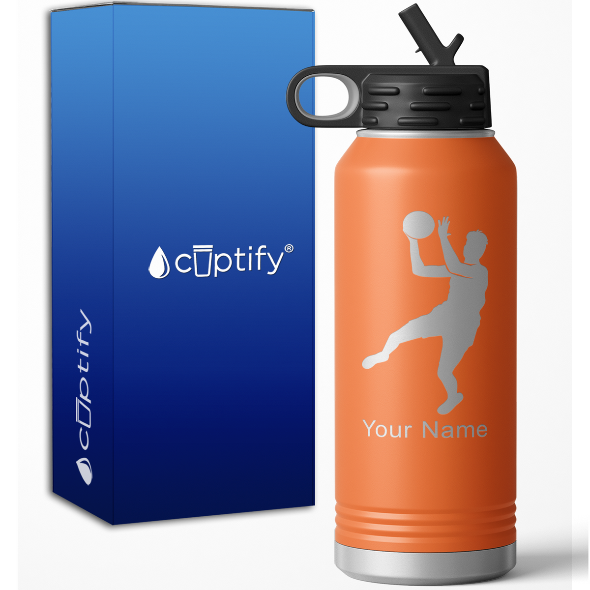 Hook Shot Basketball Player Personalized 32oz Sport Water Bottle