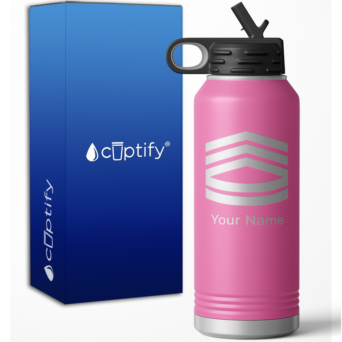 Sergeant First Class Stripes Personalized 32oz Sport Water Bottle