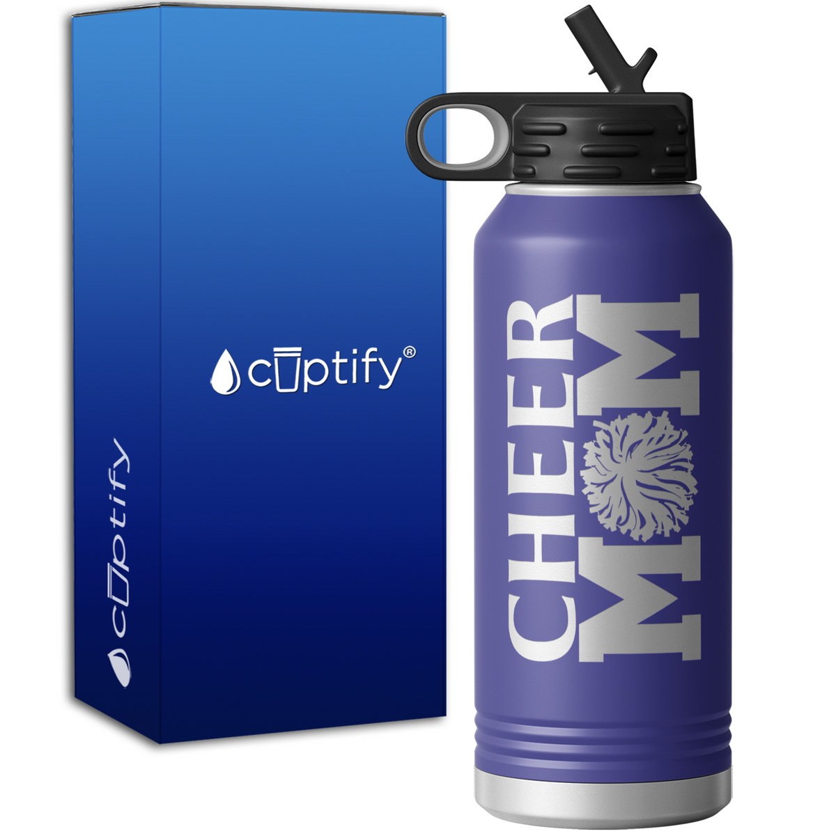 Cheer Mom Pom Pom 32oz Sport Water Bottle
