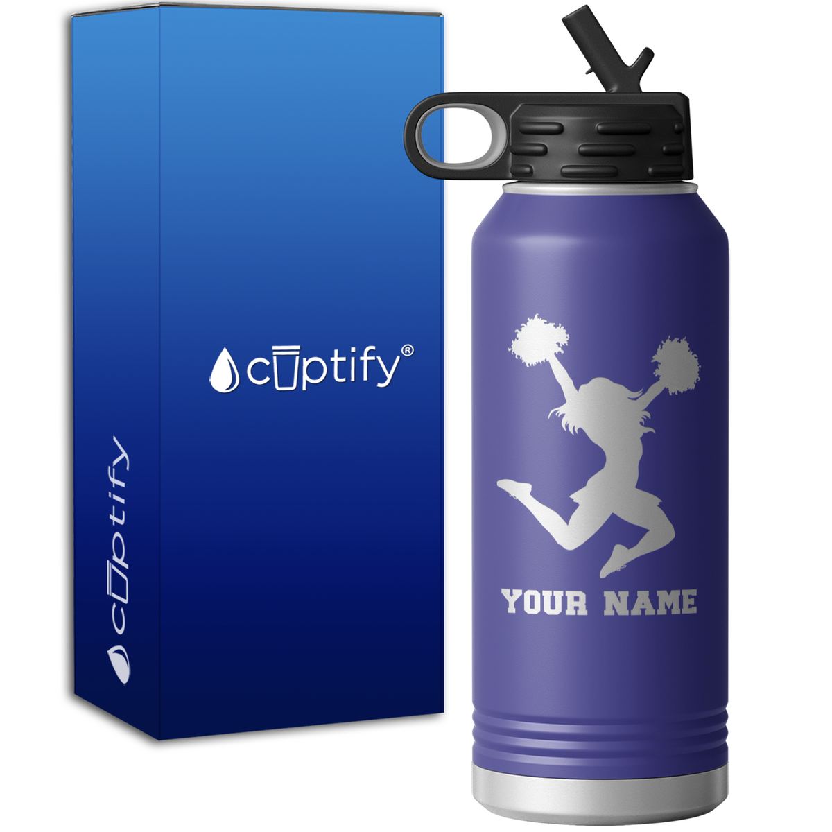 Personalized Cheerleader Silhouette 32oz Sport Water Bottle