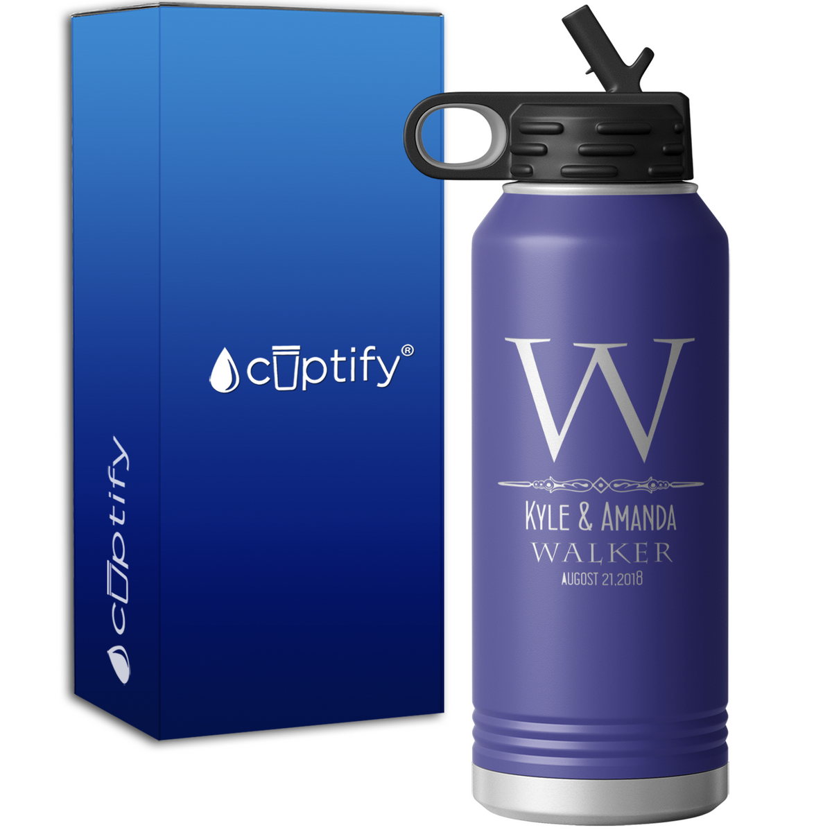 Personalized Classic Anniversary Monogram 32oz Sport Water Bottle