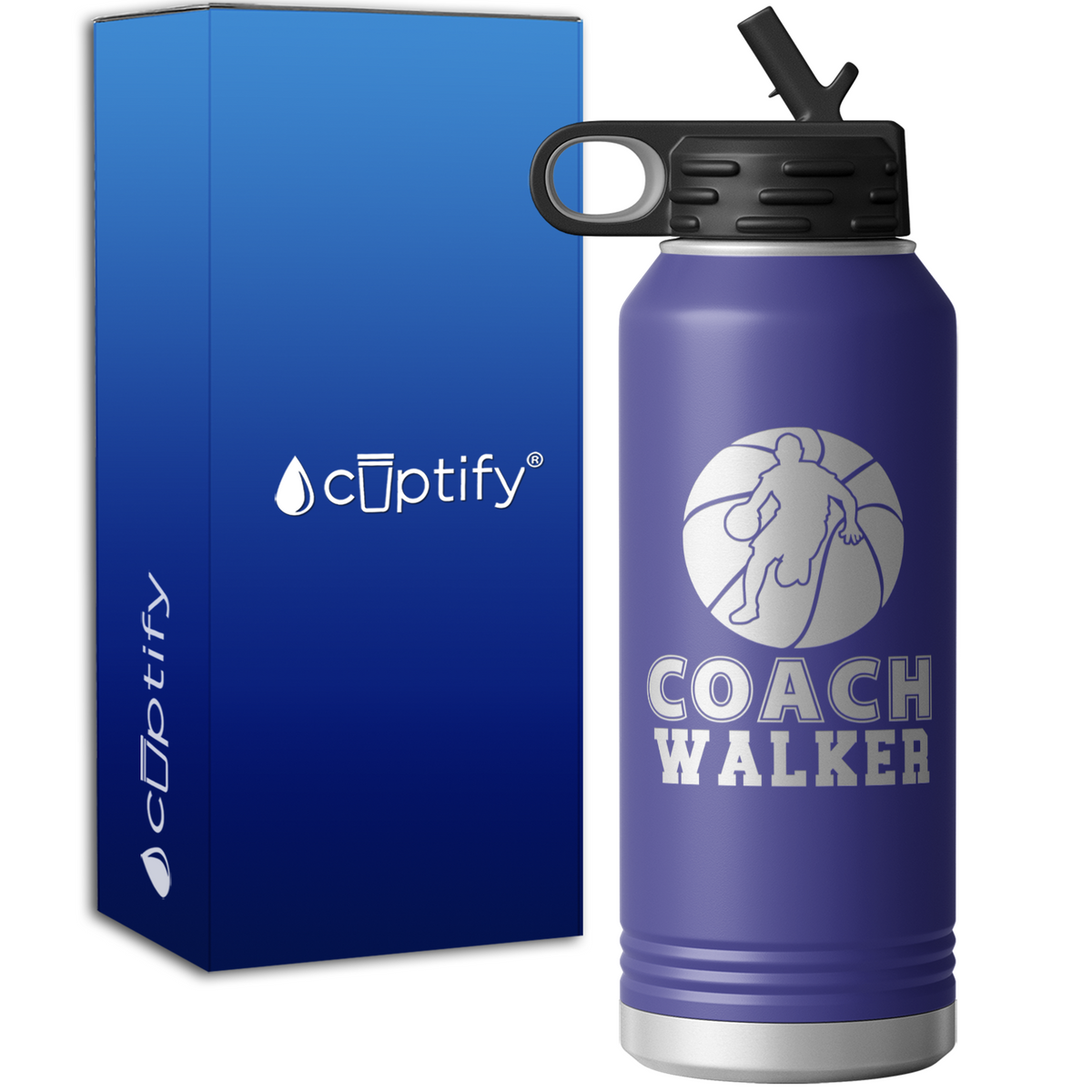 Personalized Basketball Coach Silhouette 32oz Sport Water Bottle