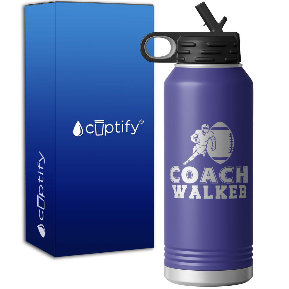 Personalized Football Coach Silhouette 32oz Sport Water Bottle