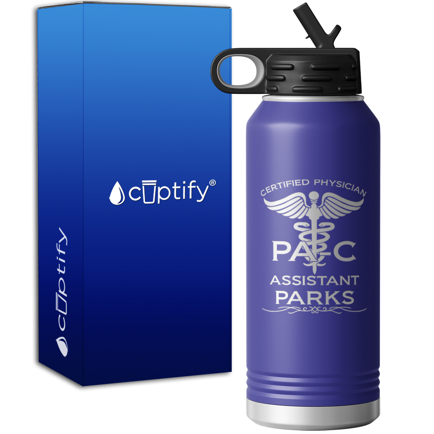 Personalized PA-C Certified Physician Assistant 32oz Sport Water Bottle